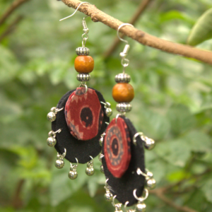 Noir Ajrakh Rings Earrings